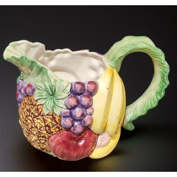 Fitz and Floyd Calypso Collection Pitcher 1.5qt Earthenware Handpainted 1988 EUC - Picture 2 of 7